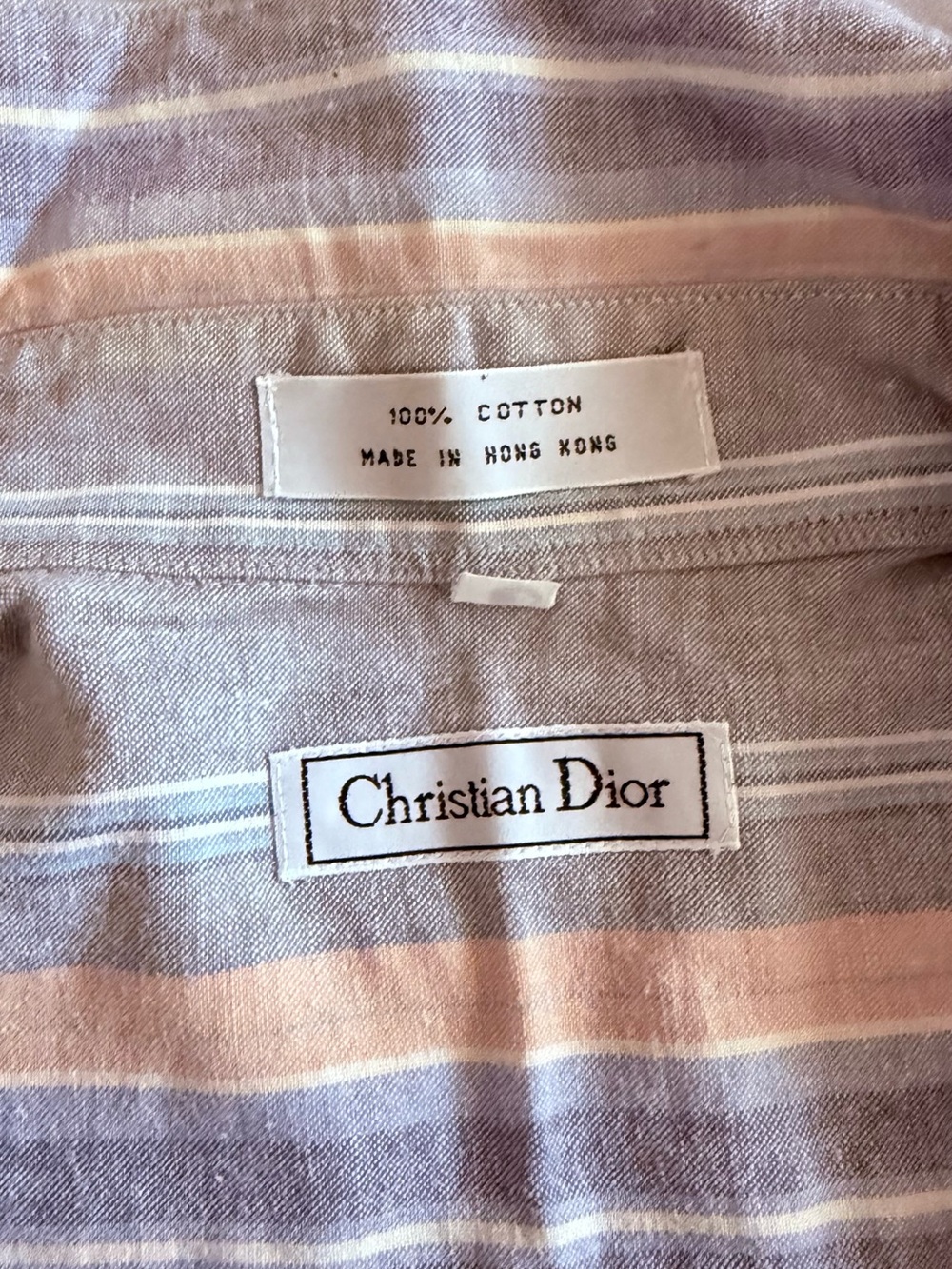 Vintage Christian Dior Striped Cotton Button-Up